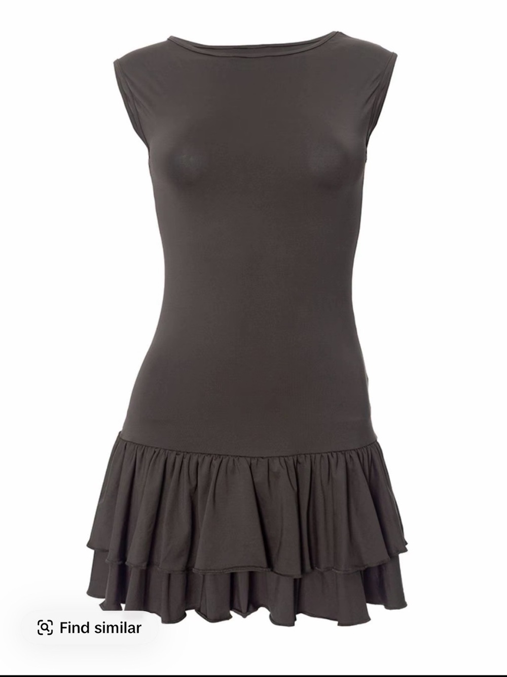 Sleeveless Ruffle Hem Dress in Dark Gray Size Small